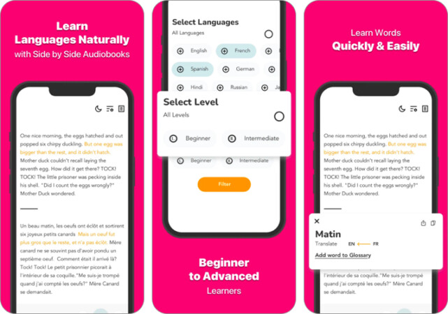 Beelinguapp language learning app for iPhone