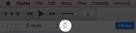 Click on iPhone icon in iTunes on Mac