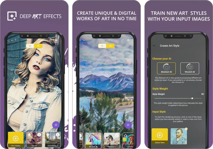 DeepArtEffects AI Photo Editor iPhone app screenshot