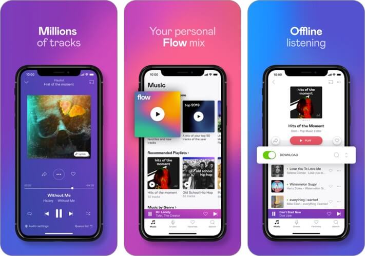 deezer music streaming iphone and ipad app screenshot