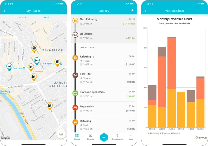 Drivvo best gas mileage app for iPhone