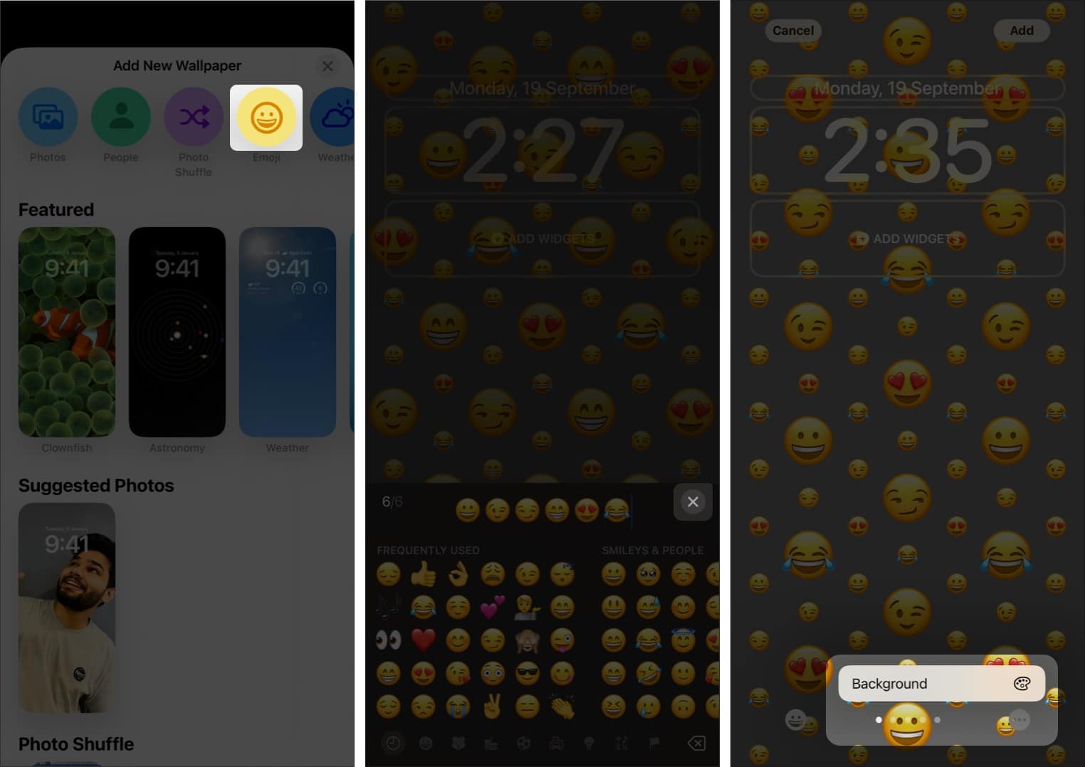 creating an Emoji Lock Screen wallpaper on an iPhone