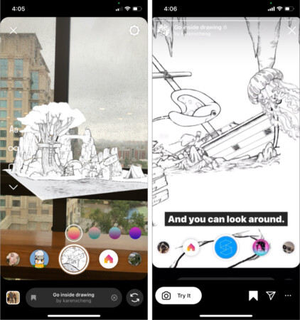 Go inside drawing Instagram AR filter