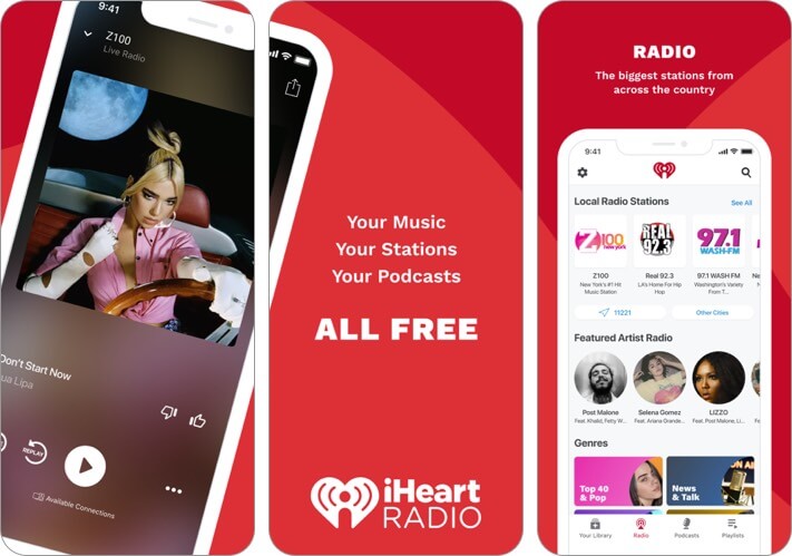iheartradio music streaming iphone and ipad app screenshot