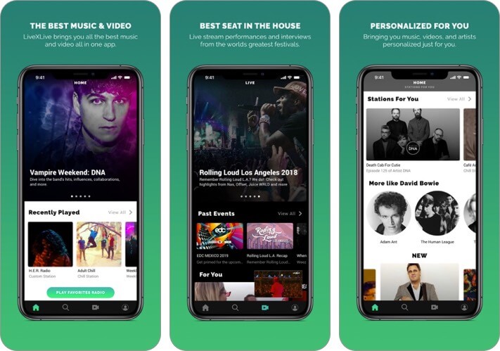 livexlive music streaming iphone and ipad app screenshot