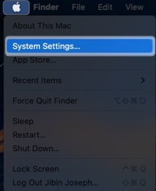 Click apple logo and select system settings