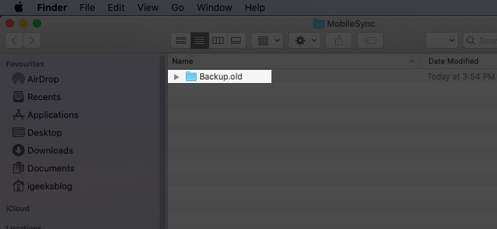 Name of Backup Folder Updated