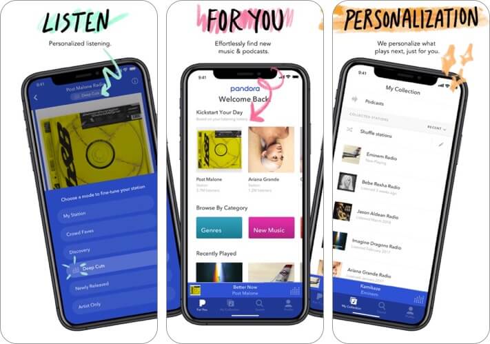 pandora music streaming iphone and ipad app screenshot