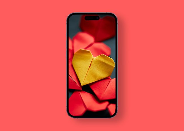 Red and Yellow Hearts Origami wallpaper 