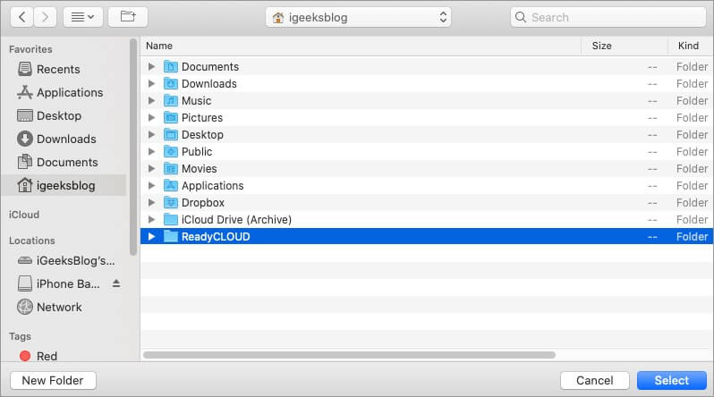 Select Folder to Change iTunes Backup Location Using iPhone Backup Extractor