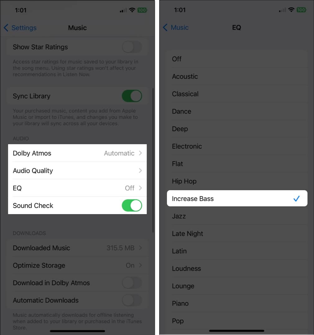 Select the audio factors, and make changes in settings app