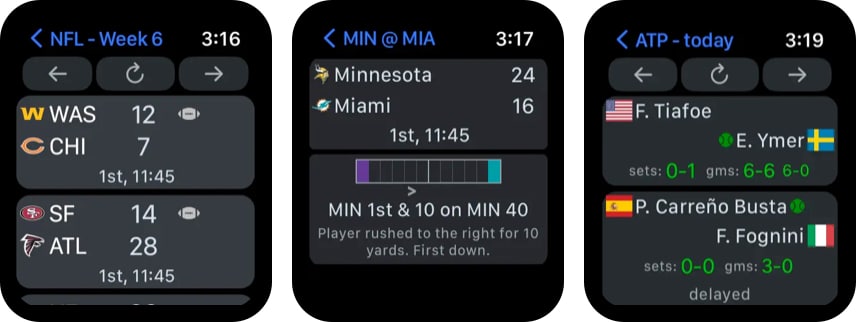 Sports Alerts Apple Watch app screenshot
