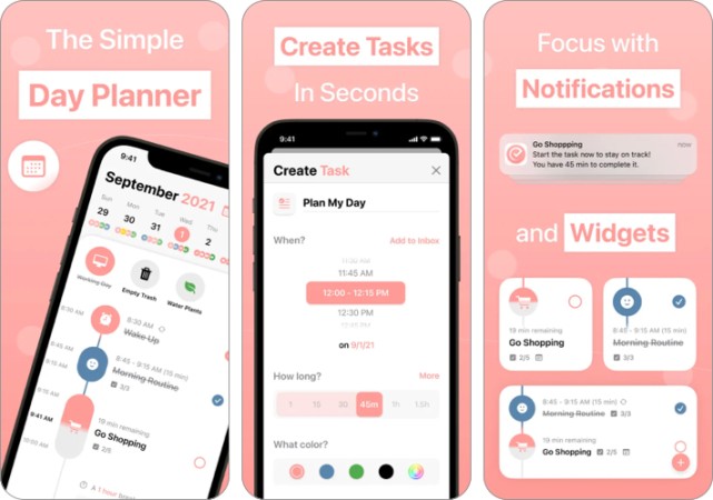 Structured daily planner app for iPhone