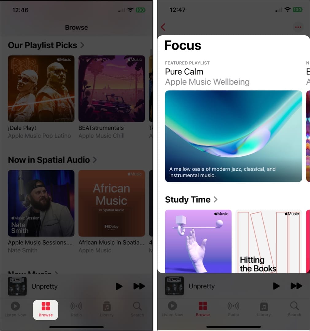 Tap browse and select a playlist of your choice