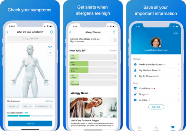 WebMD health app for iPhone
